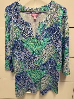 Lilly Pulitzer Justina Tunic. Blue Current Fantasea. Size Medium.